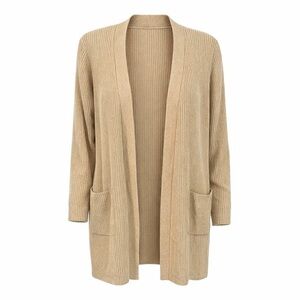 Jessica Holbrook Merino Wool Open Front Cardigan Cozy Cabincore Minimalist Large